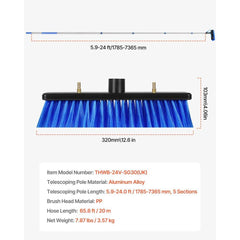 Water Fed Pole Kit 7.3m Solar Panel Cleaning Pole with Extendable Handle