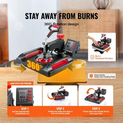 Heat Press Machine Sublimation Machine 15 x 12 Inch/38.1 x 30.5 cm 11 In 1 Kit Heat Press