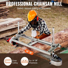 Portable Sawmill 35.6cm-91.4cm Guide Bar Galvanized Steel Chainsaw Planking 0.5cm-30cm Thickness, Wood Lumber Cross Cutting Saw Mill for Builders and Woodworkers, Silver