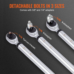 Digital Torque Wrench, 1.3 cm Drive Electronic Torque Wrench, Torque Wrench Kit 25-250ft.lb/34-340n.m Torque Range Accurate to ±2%, 3-Mode Adjustable Torque Wrench Set with LED Buzzer Calibration