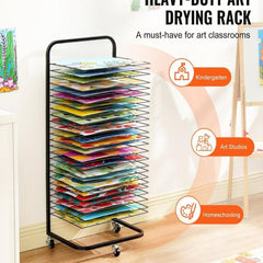 Art Drying Rack 25 Removable Shelves Paint Drying Rack With Wheels Black