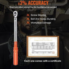 Torque Wrench, 3/8-inch Drive Click Torque Wrench 10-80ft.lb/14-110n.m, Dual-Direction Adjustable Torque Wrench Set, Mechanical Dual Range Scales Torque Wrench Kit with Adapters Extension Rod
