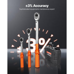 Click Torque Wrench Set 3 Pieces 1/4 3/8 1/2 Inch Drive Dual-direction