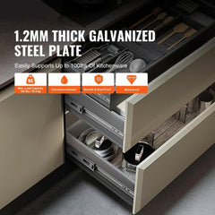 6 Pairs of 558.8mm Drawer Slides Side Mount Rails, Heavy Duty Full Extension Steel Track, Soft-Close Noiseless Guide Glides Cabinet Kitchen Runners with Ball Bearing, 100 Lbs Load Capacity