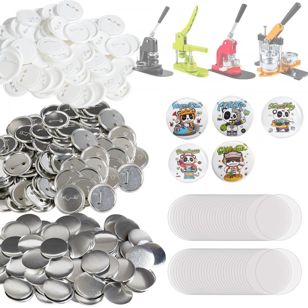 2.25" 58mm Button Badge Parts Supplies for Button Maker Machine 500 Sets (Machine Not Included)