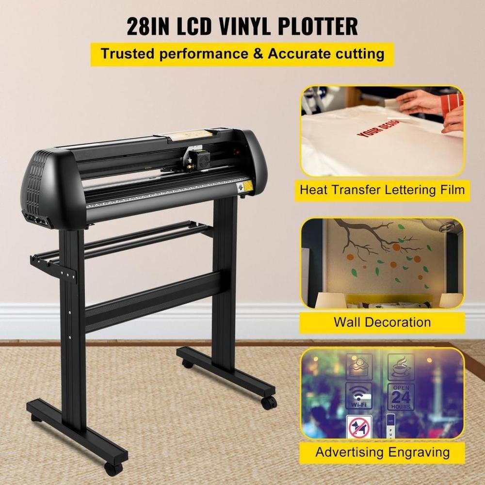 Vinyl Cutter Machine, 28-inch Cutting Plotter, Adjustable Speed and Force, DIY Cutting Machine Kit for Signs Banners Stickers with Floor Stand SignMaster Software Tools for Windows