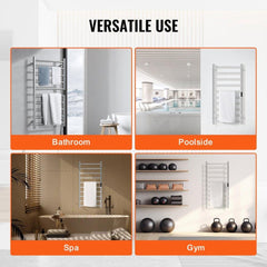 10 Bars Towel Warmer Rack Wall Mounted Heated Towel Rack Bathroom Silver