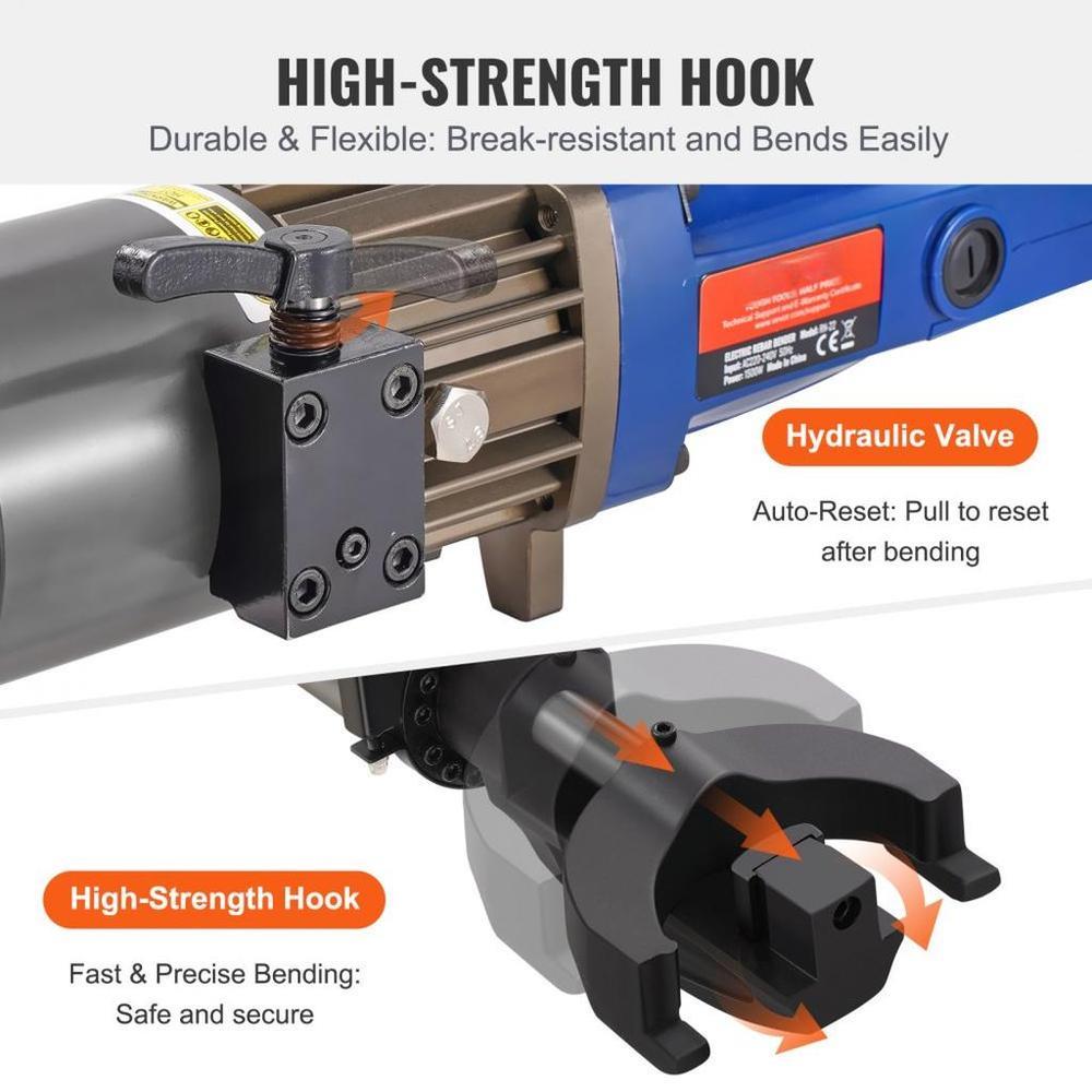 1500W Electric Hydraulic Rebar Benderup to 7/8 Inch #7 (12-22mm) Rebar