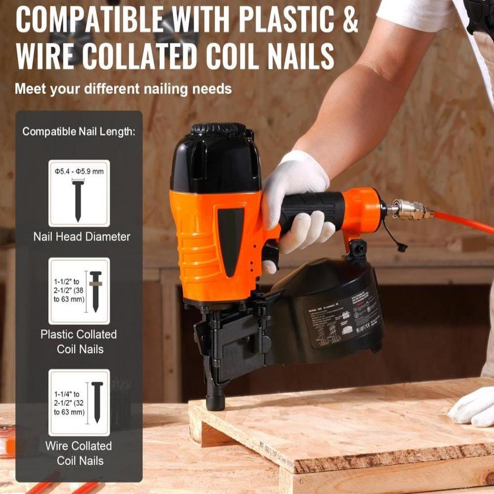 CN65 Coil Siding Nailer 1-1/4" to 2-1/2" 15 Degree Pneumatic Nail Gun