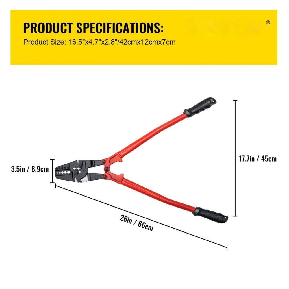24 Inch Hand Swager Crimper 5 Cavity 1/16 to 3/16inch Swaging Tool for Copper Aluminum Oval Sleeves and Stop Sleeves Wire Rope Crimping Tool Propress Swage Tool Long Handle Labor Save