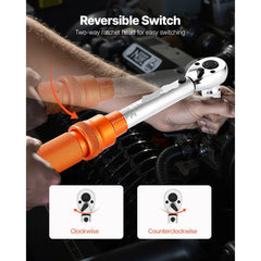 Click Torque Wrench Set 1/4 Inch Drive 20-200lbf-in /2.3-22.6N.m Orange