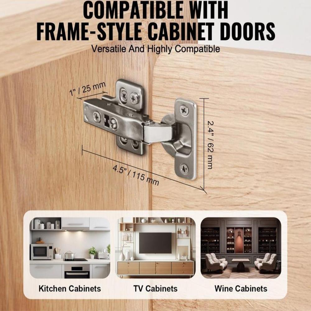 Cabinet Door Hinges 40 Packs Full Overlay Soft Close for Frameless Type