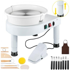 Pottery Wheel, 27.9 cm Ceramic Wheel Forming Machine, 0-300RPM Speed Manual Adjustable 0-19.8 cm Lift Leg, Foot Pedal Detachable Basin, Sculpting Tool Accessory Kit for Work Art Craft DIY 220V