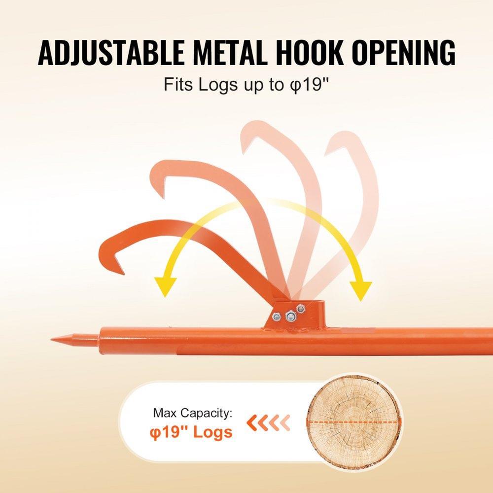 Log Peavey 46.5 in Metal Handle Log Lifter Max 19 in Opening Log Roller