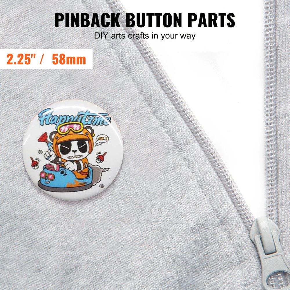 2.25" 58mm Button Badge Parts Supplies for Button Maker Machine 500 Sets (Machine Not Included)