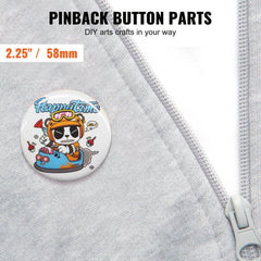 2.25" 58mm Button Badge Parts Supplies for Button Maker Machine 500 Sets (Machine Not Included)