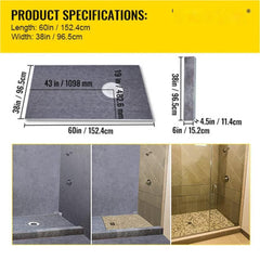 Waterproofing Shower Kit Shower Kit Tray 38''x60'' with Offset Drain ABS