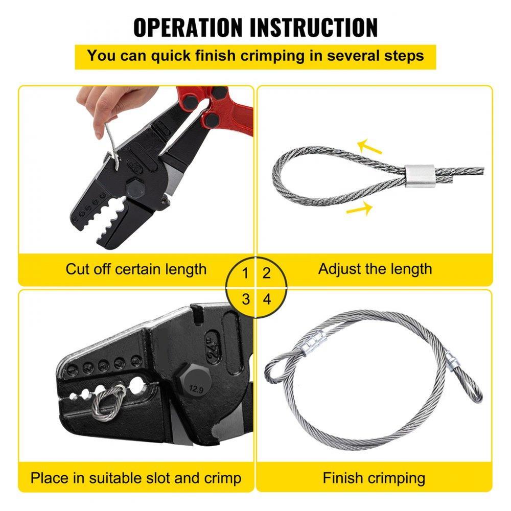 24 Inch Hand Swager Crimper 5 Cavity 1/16 to 3/16inch Swaging Tool for Copper Aluminum Oval Sleeves and Stop Sleeves Wire Rope Crimping Tool Propress Swage Tool Long Handle Labor Save