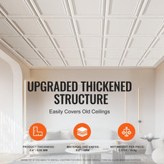 Ceiling Tiles 16-Pack 20 x 20 in Polystyrene Easy Installation Glue-up
