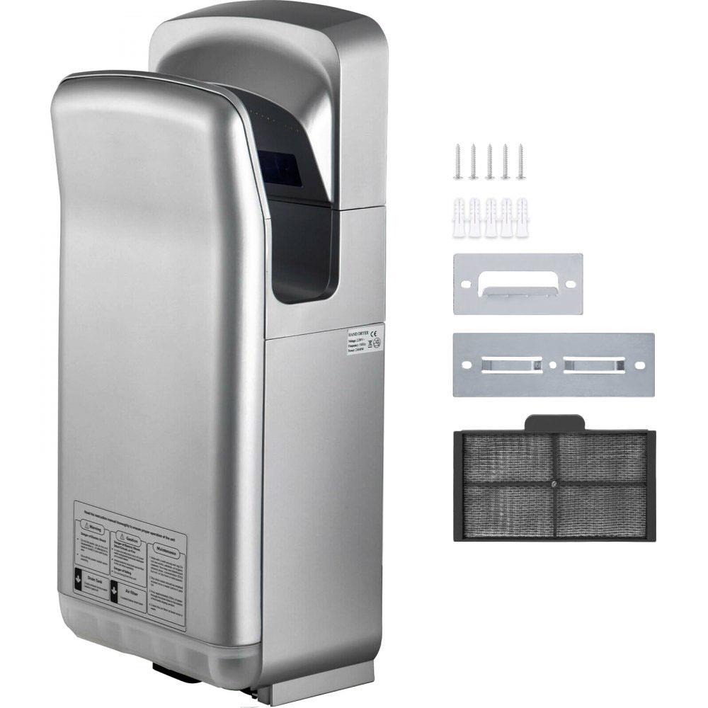 Jet Hand Dryer, Premium Electric Commercial Blade Hand Dryer, ABS Air Dryer Hand with HEPA Filtration Wall Mount Hand Dryer, 2000W 220V Vertical Hand Dryer, High-Speed Automatic Infrared Silver