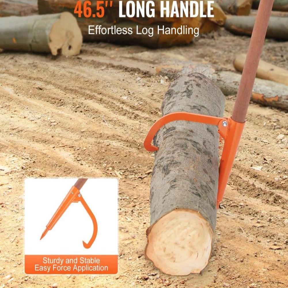 Log Peavey 46.5 in Wooden Handle Log Lifter Max 18 in Opening Log Roller