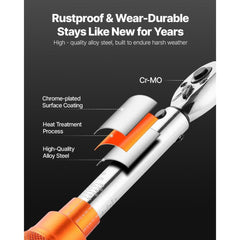 Click Torque Wrench Set 1/4Inch Drive 20-240 lbf-in/2.3-27.1N.m Orange