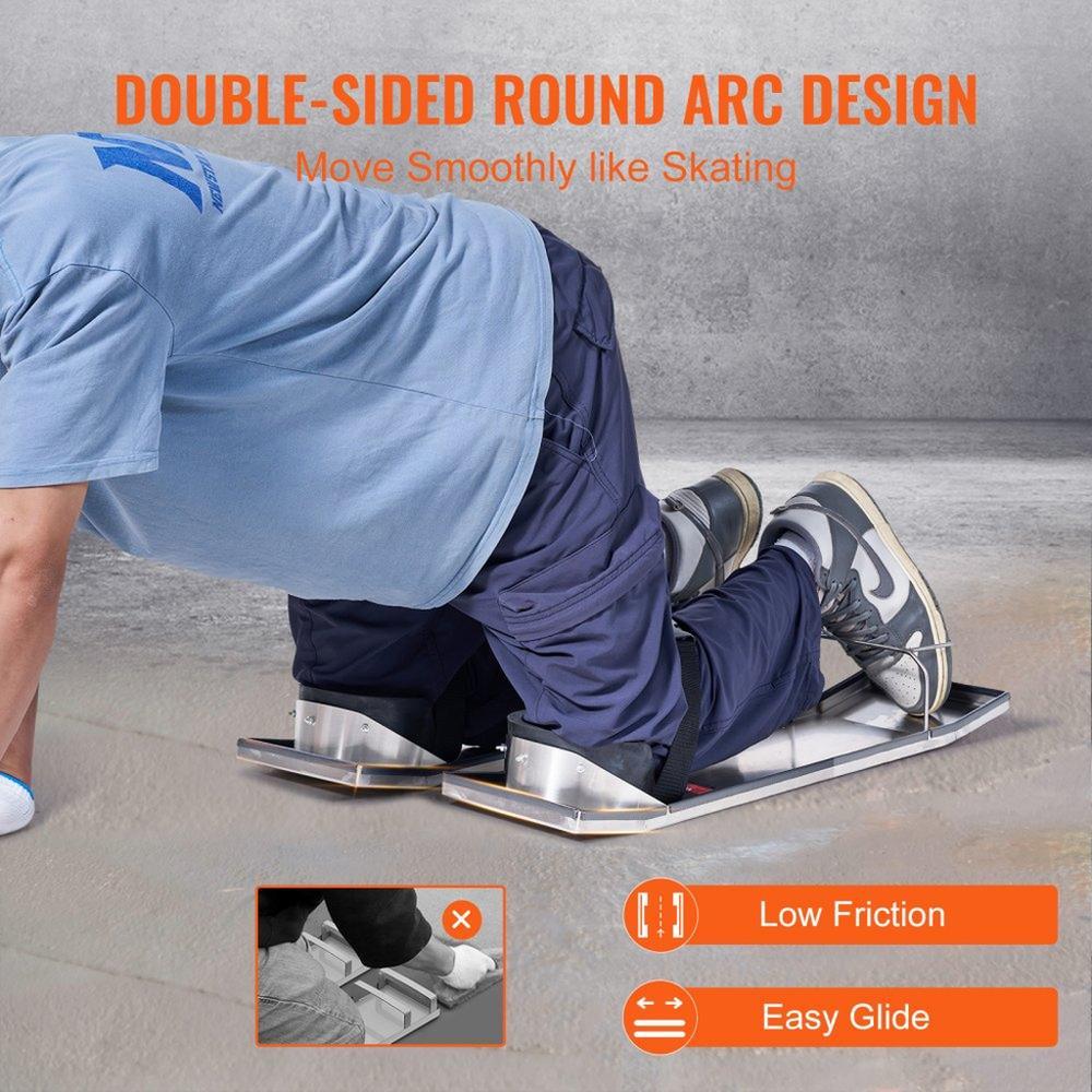 Concrete Knee Boards Slider Knee Boards 28” x 8” Kneeler Board Stainless Steel Kneedboards  Concrete Sliders Pair Moving Sliders w/ Concrete Knee Pads & Board Straps for Concrete Finishing