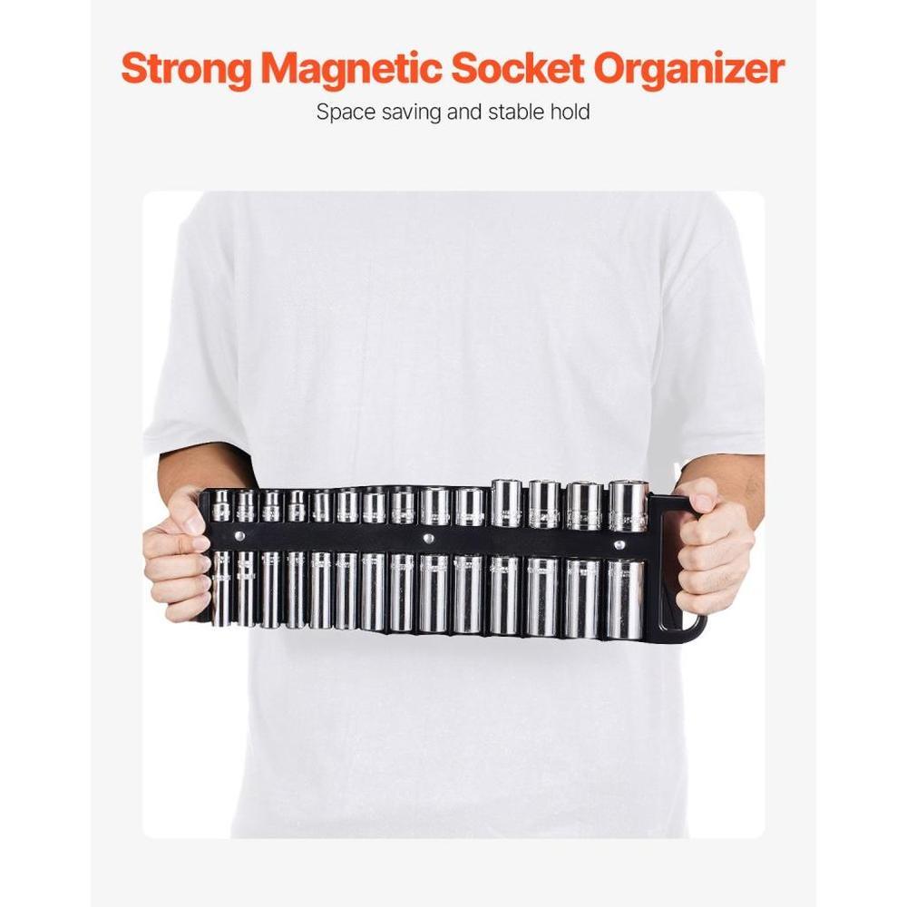Portable Socket Organizer Set 3PCS 76-Clip Magnetic Socket Tray Metric/SAE
