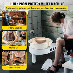 Pottery Wheel, 27.9 cm Ceramic Wheel Forming Machine, 0-300RPM Speed Manual Adjustable 0-19.8 cm Lift Leg, Foot Pedal Detachable Basin, Sculpting Tool Accessory Kit for Work Art Craft DIY 220V