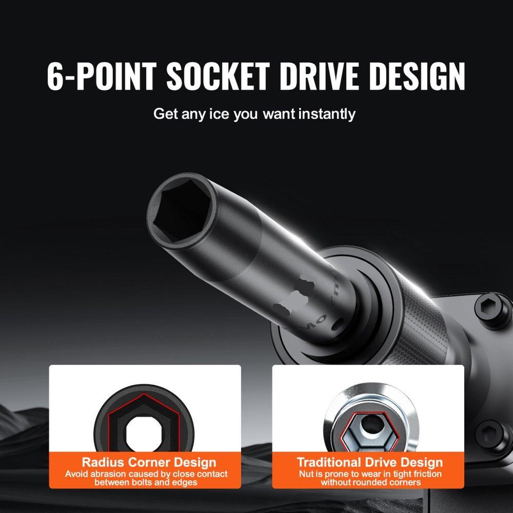 3/8" Drive Impact Socket Set, 90 Piece Socket Set SAE 1/4"-3/4" and Metric 6-19mm, 6 Point Cr-Mo Alloy Steel for Auto Repair, Includes Extension Bars Universal Joint Adapter Lock Storage Case