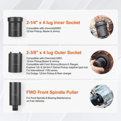 Spindle Nut Socket Tool Kit 1/2 inch Drive 6 Piece Axle Hub Nut Socket Set