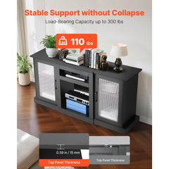 TV Stand for TVs up to 65 in Modern Entertainment Center with Glass Doors