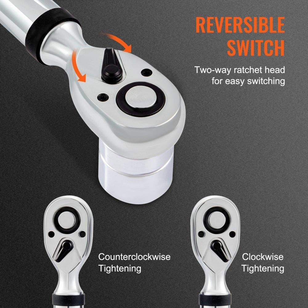 Digital Torque Wrench, 1.3 cm Drive Electronic Torque Wrench, Torque Wrench Kit 25-250ft.lb/34-340n.m Torque Range Accurate to ±2%, 3-Mode Adjustable Torque Wrench Set with LED Buzzer Calibration