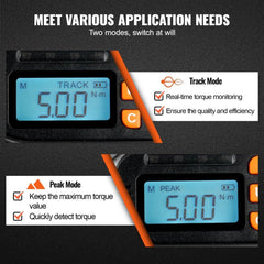 Digital Torque Screwdriver, 0.64 cm Drive Screwdriver Torque Wrench, Electrician Torque Screwdriver with LCD, 0.30-7.98 N·m Torque Range, 0.01 N·m Increment Torque Screwdriver with Bits & Case