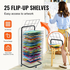 Art Drying Rack 25 Removable Shelves Paint Drying Rack With Wheels Black