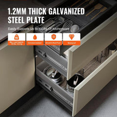 6 Pairs of 609.6mm Drawer Slides Side Mount Rails, Heavy Duty Full Extension Steel Track, Soft-Close Noiseless Guide Glides Cabinet Kitchen Runners with Ball Bearing, 100 Lbs Load Capacity
