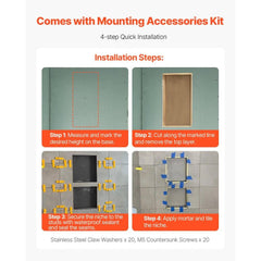 Shower Niche 40.6 x 61+40.6 x 61 cm Recessed Wall Organizer Bathroom