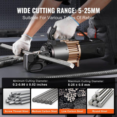 2000W Electric Hydraulic Rebar Cutter Cutting up to 1 Inch #8 4-25mm