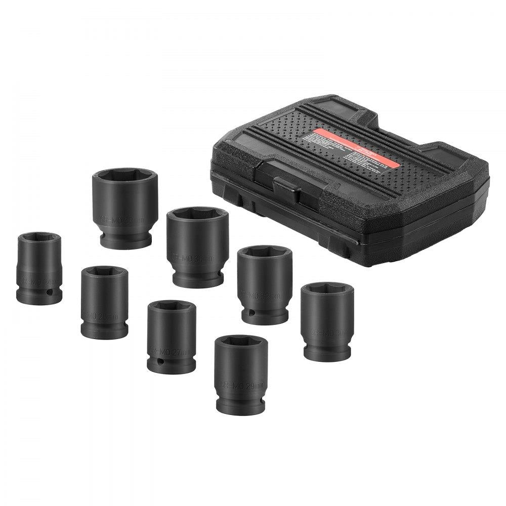 Axle Nut Impact Socket Set 3/4" Drive 6-Point 8PCS Metric Spindle Socket