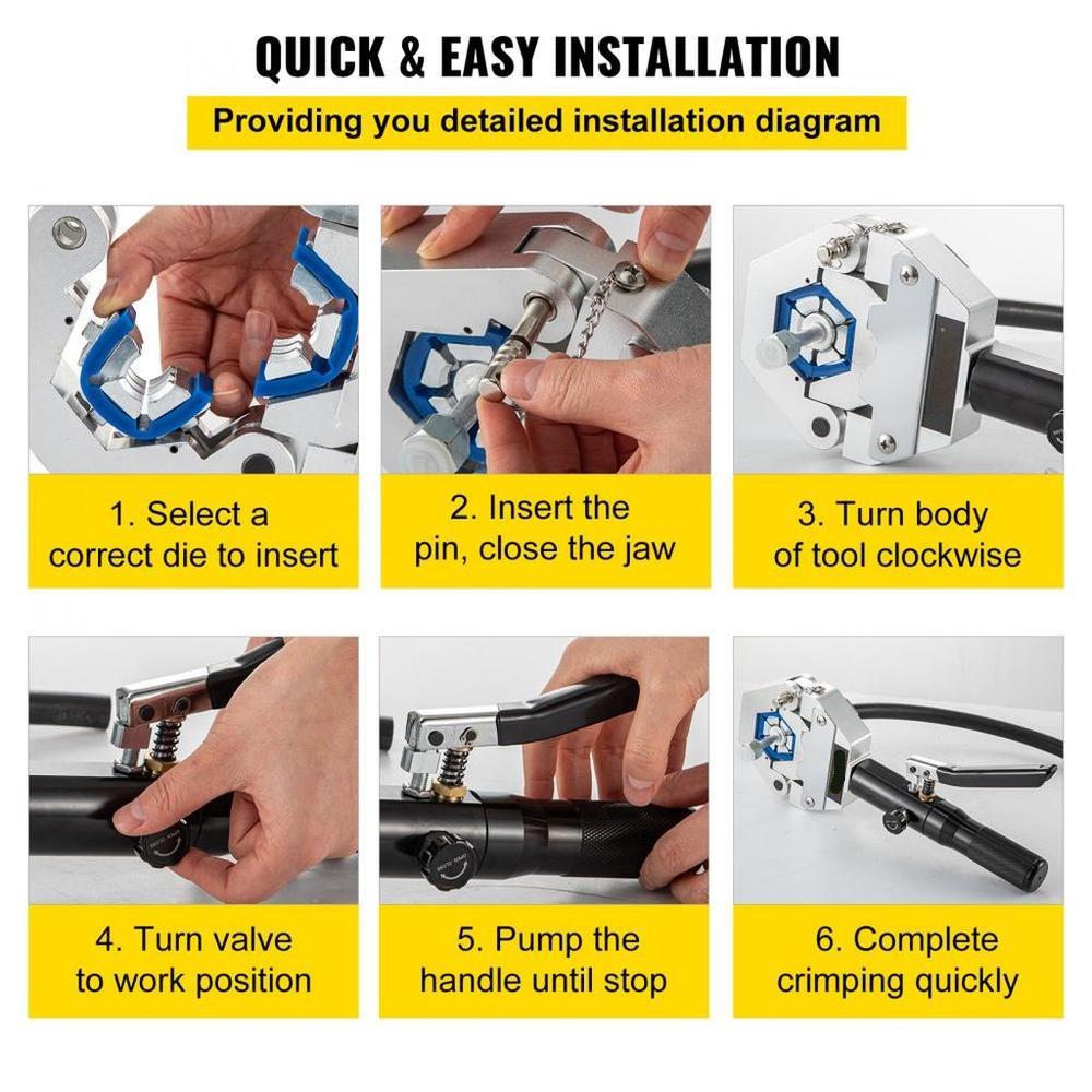 71500 Automotive A/C Hand held Hydraulic Hose Crimper Crimping Tool Kits for Repair Air Conditioner/Car Pipes