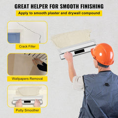 Drywall Skimming Blade, 32inch Smoothing Knock-Down Knife, Stainless Steel Putty Knife Finishing Tool, High-Impact End Caps for Sheetrock Drywall Gyprock Wall-Board Plasterboard