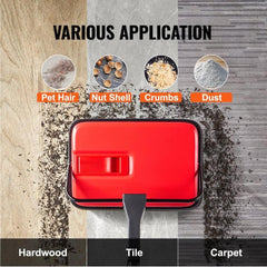 Carpet Floor Sweeper Manual 170mm Width Sweeping Paths Red