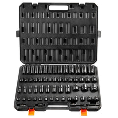 Impact Sockets Set 59pcs 6-Point 3/8" & 1/2" Drive Bit Ratchet Tool Kit