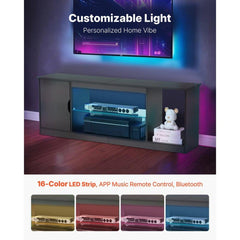 TV Stand for TVs up to 65 in Modern Entertainment Center with Glass Shelf