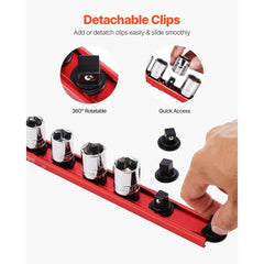 Socket Organizer Rail Set 3PCS Aluminum Socket Organizers with 40 Clips