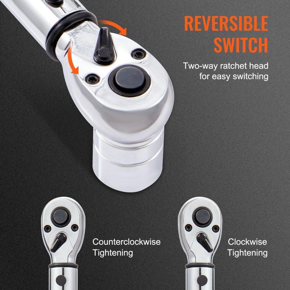 Torque Wrench, 0.6 cm Drive Click Torque Wrench 20-200in.lb/3-23n.m, Dual-Direction Adjustable Torque Wrench Set, Mechanical Dual Range Scales Torque Wrench Kit with Adapters Extension Rod