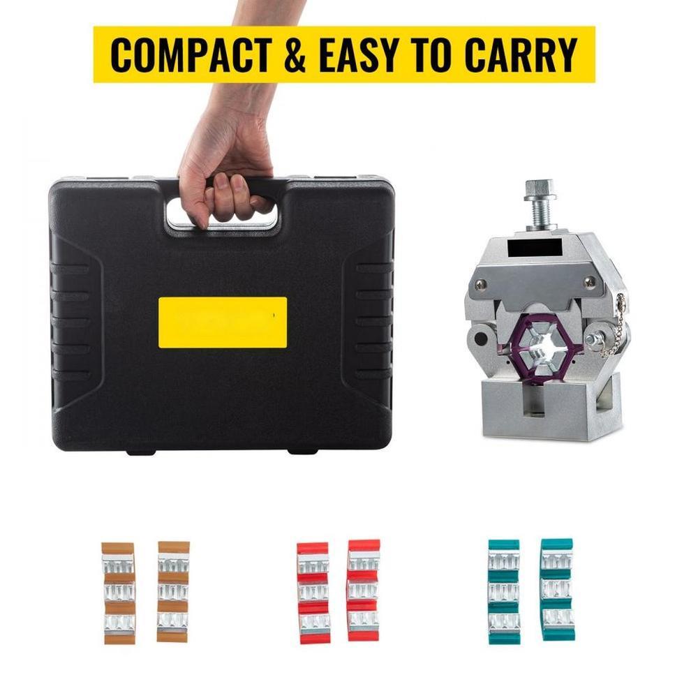 71550 Portable Manual Hydraulic Pipe Press Hose Crimping Tool and Repaire Crimper Tools Manually Operated A/C Hose Crimper Tool Kit Durable with 4 Dies for Car Air Conditioner