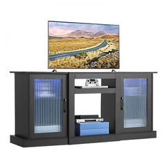 TV Stand for TVs up to 65 in Modern Entertainment Center with Glass Doors
