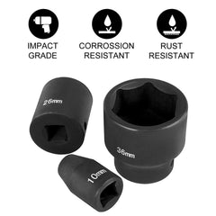 Impact Socket Set 1/2 Inches 26 Piece Impact Sockets, Shallow Socket, 6-Point Sockets, Rugged Construction, CR-V, 1/2 Inches Drive Socket Set Impact Metric 10mm - 36mm, with a Storage Cage