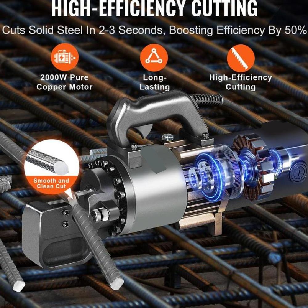 2000W Electric Hydraulic Rebar Cutter Cutting up to 1 Inch #8 4-25mm
